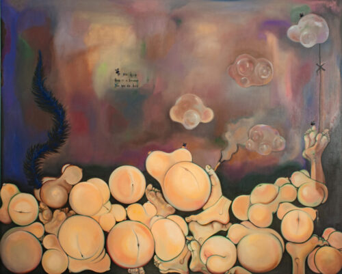 Talia Golchin, If You Think There Is A Solution You Will Die Here, 2021, oil on canvas, 200 x 160 cm